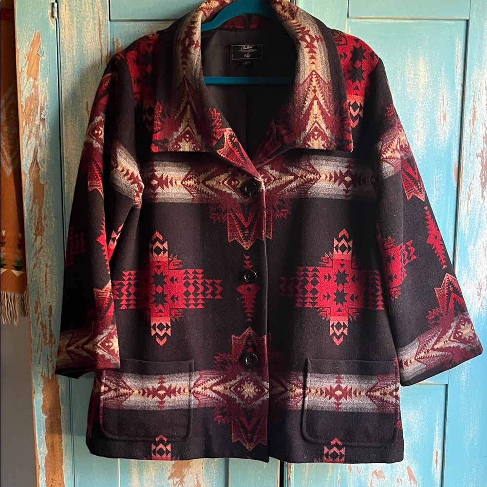 Pendleton Black and Red Geometric winter jacket. Runs large